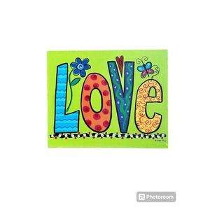 Susan Kline Love Floral Kids Decor Bright Colors Printed Canvas Art 8x10 Inches